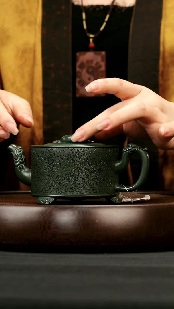 茶壶紫砂39 绿泥龙凤呈祥