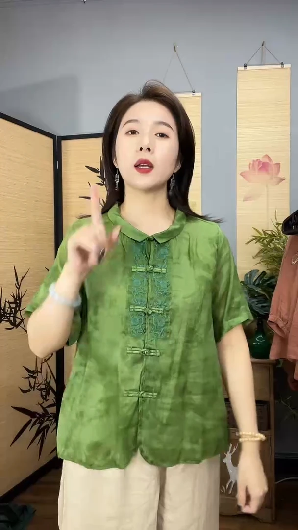 复古国风刺绣印花衬衫