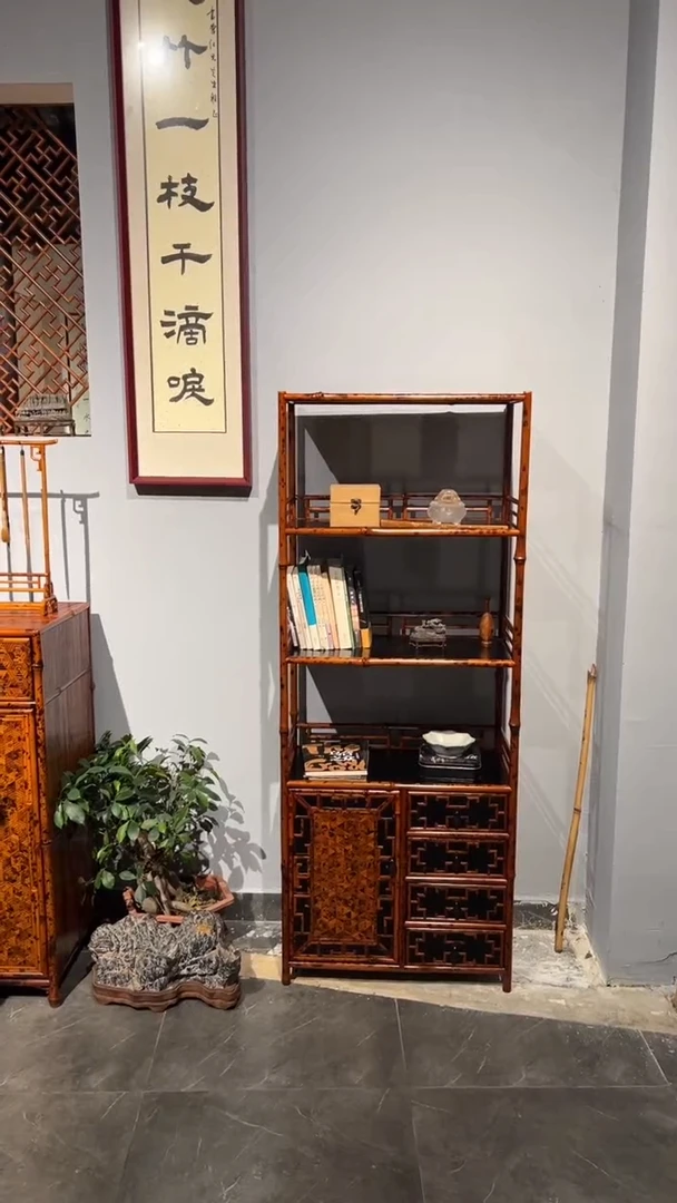 竹湘妃竹龟背纹书柜