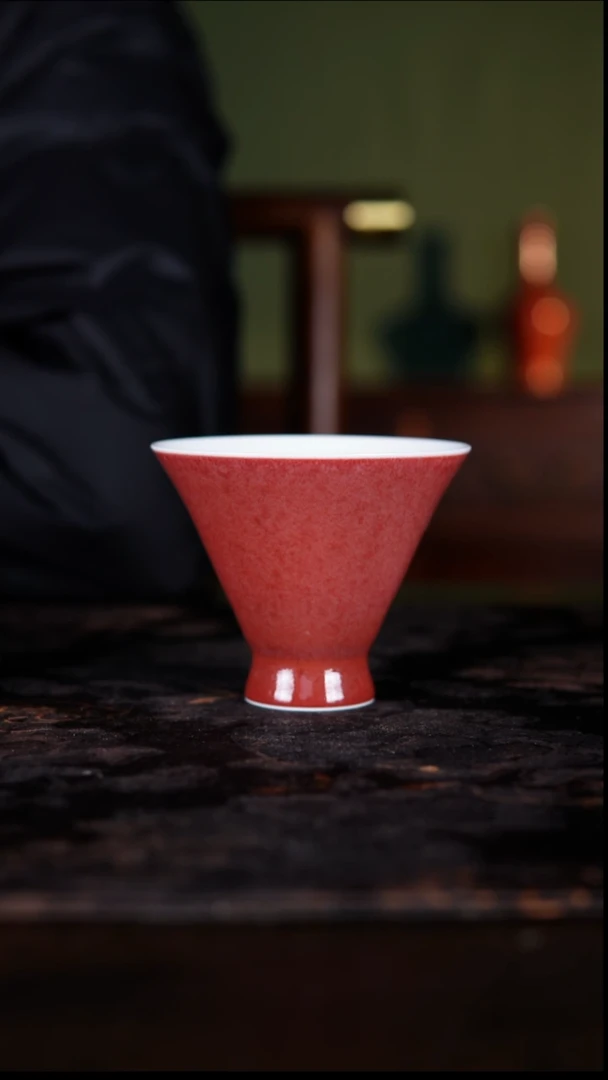 杯子白泥豇豆红陶瓷纯手工