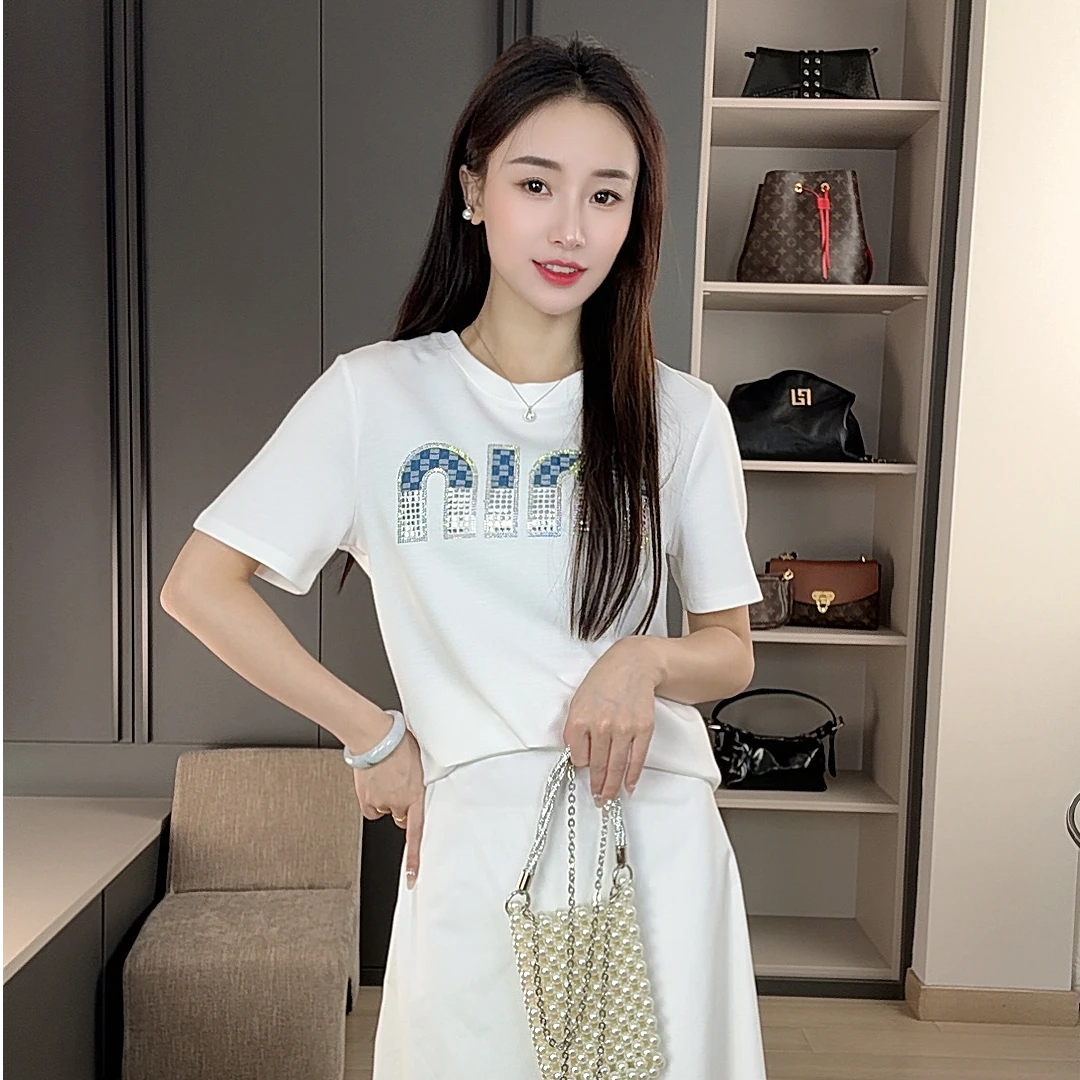 【现货】 “水钻MIU” 深圳南油轻奢立体绣花重工原创设计短袖