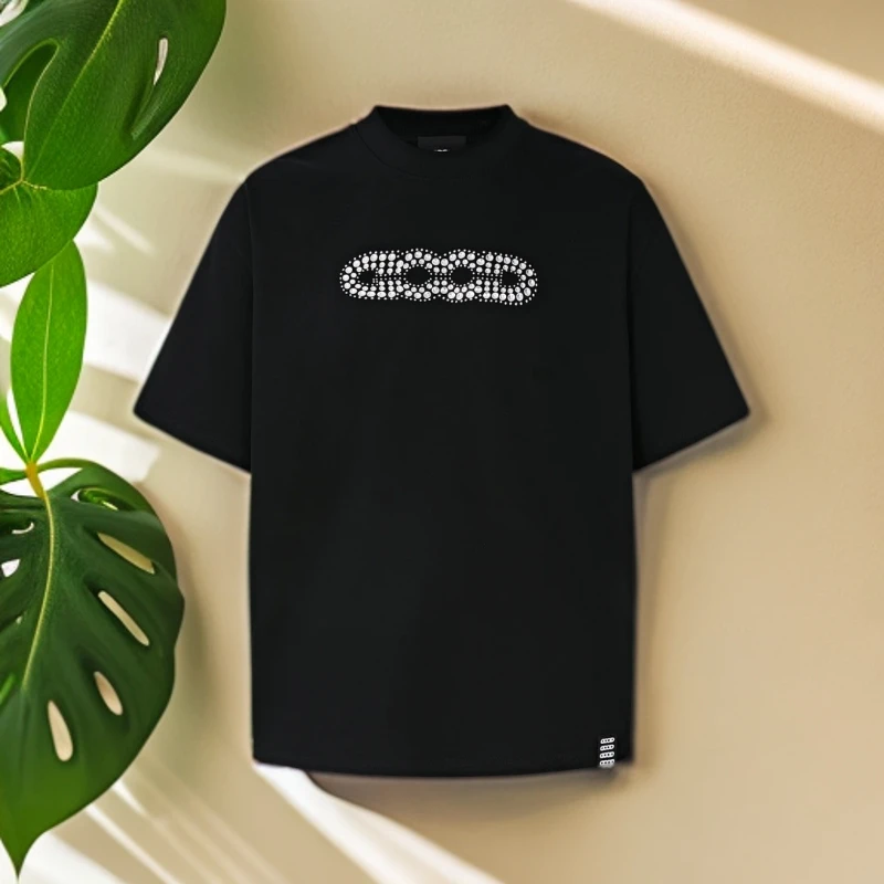 【男女情侣款】GooD   组合色片图钉重工时尚休闲T恤