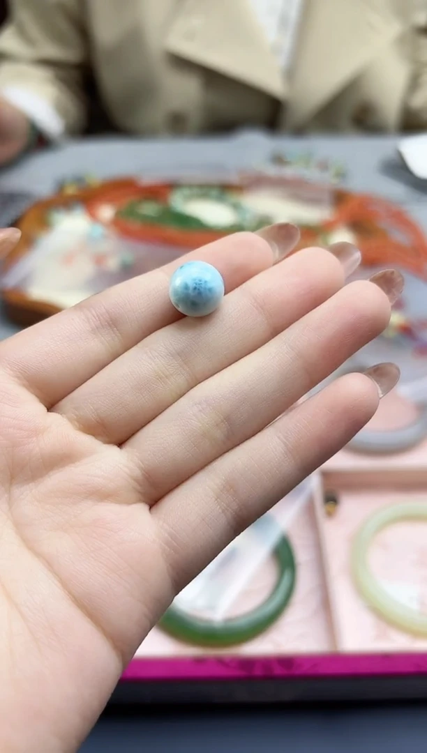 未镶嵌针钠钙石（海纹石）车挂海纹石单珠配饰GW