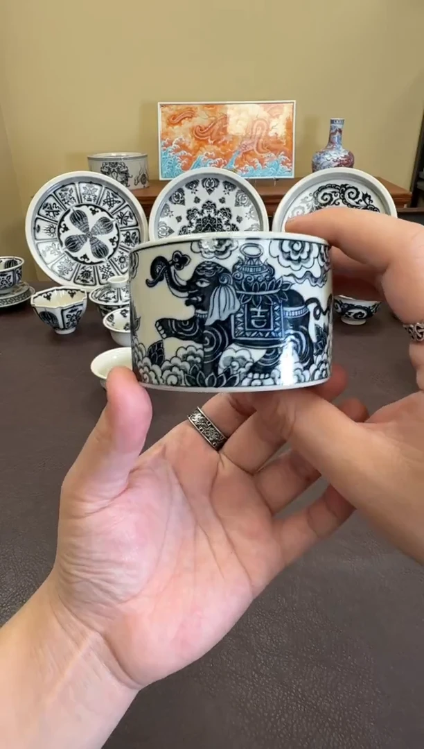 二号釉大象纹扳指杯