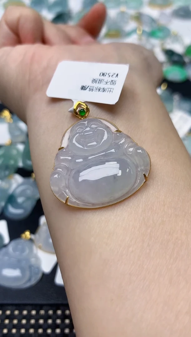 颈饰18K金镶嵌翡翠天然缅甸A货翡翠