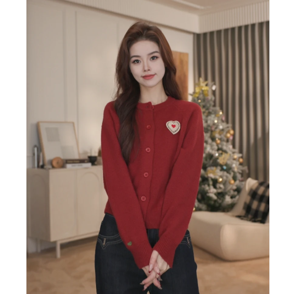 【视频同款】茵曼春季时尚保暖百搭开衫毛衣慵懒百搭休闲绣花针织衫