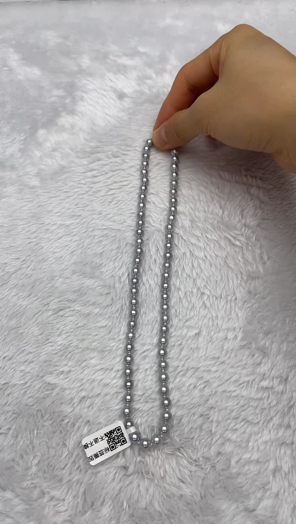 项链银S925镶嵌海水珍珠AK真多麻6-6.5mm