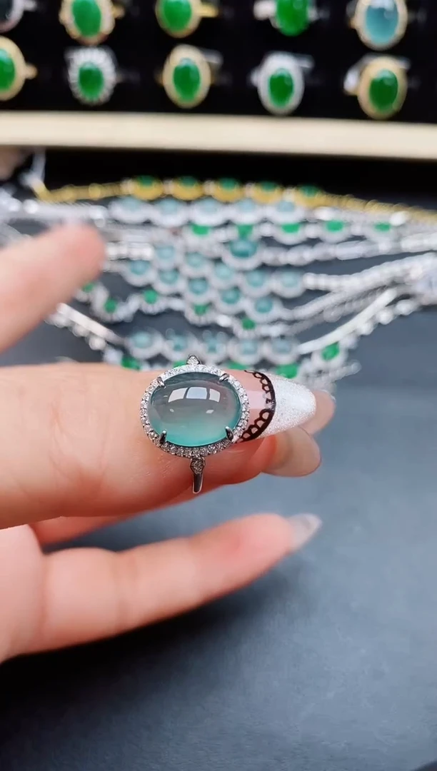 翡翠戒指银S925镶嵌58050