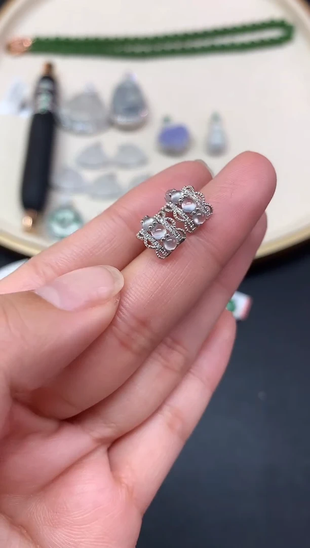 【闪购商品】翡翠耳饰18K金镶嵌耳饰A367|1980