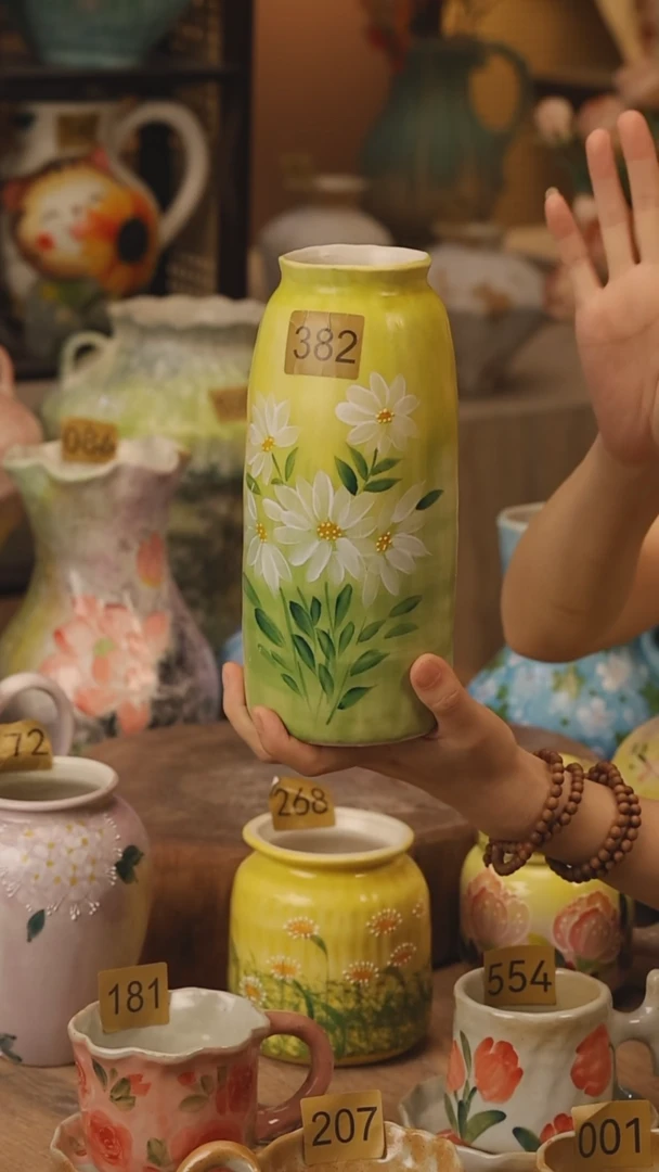 陶瓷382景德镇设计师手作花器摆件侘寂风