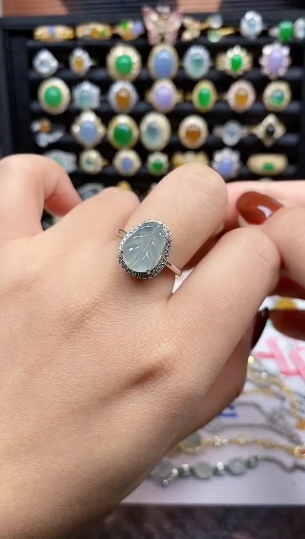 银S925镶嵌戒指翡翠8819