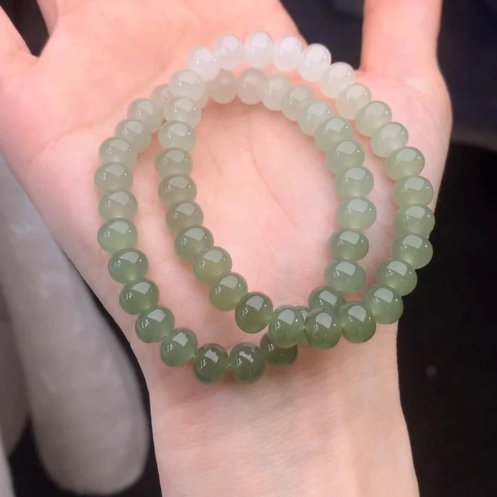 天然和田玉渐变算盘珠手串精美单圈多样性发其一.