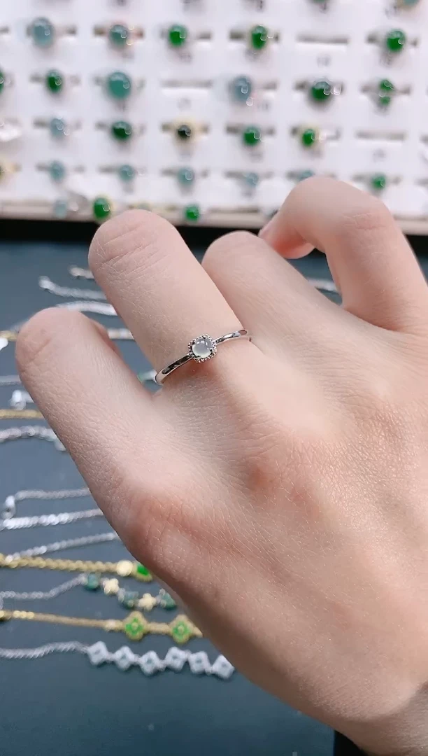 【闪购商品】翡翠戒指银S925镶嵌天然翡翠