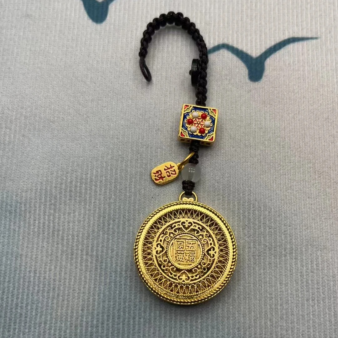 铜合金吊坠 XL016花丝五福圆满如意吊坠项链八宝罗盘毛衣链钥匙扣
