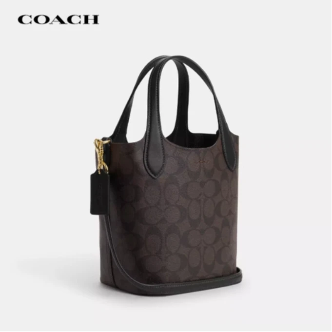 COACH/蔻驰24年新款经典老花 Hanna 17水桶包斜挎单肩水桶手提包