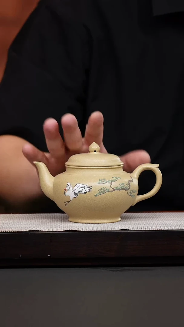 茶壶紫砂本绿堆绘笑樱