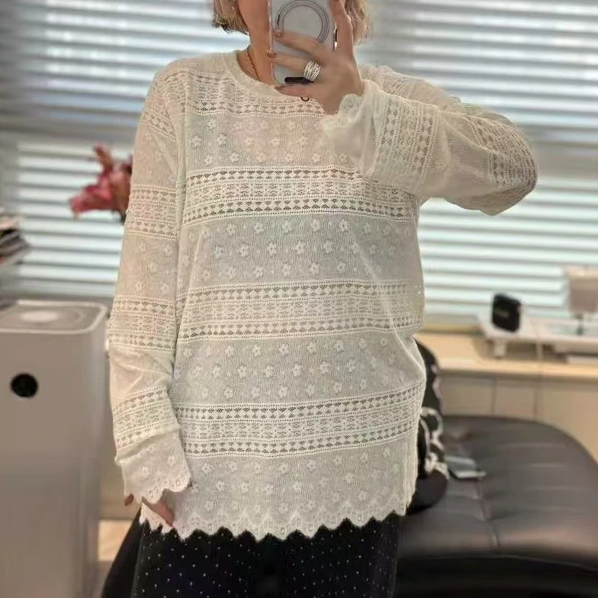 遇见-圆领蕾丝打底衫