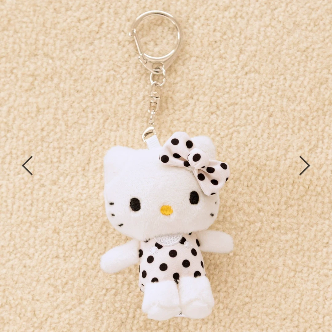 【大阪限定】Hello Kitty ME%联名 白皮白波点 Kitty钥匙扣玩偶