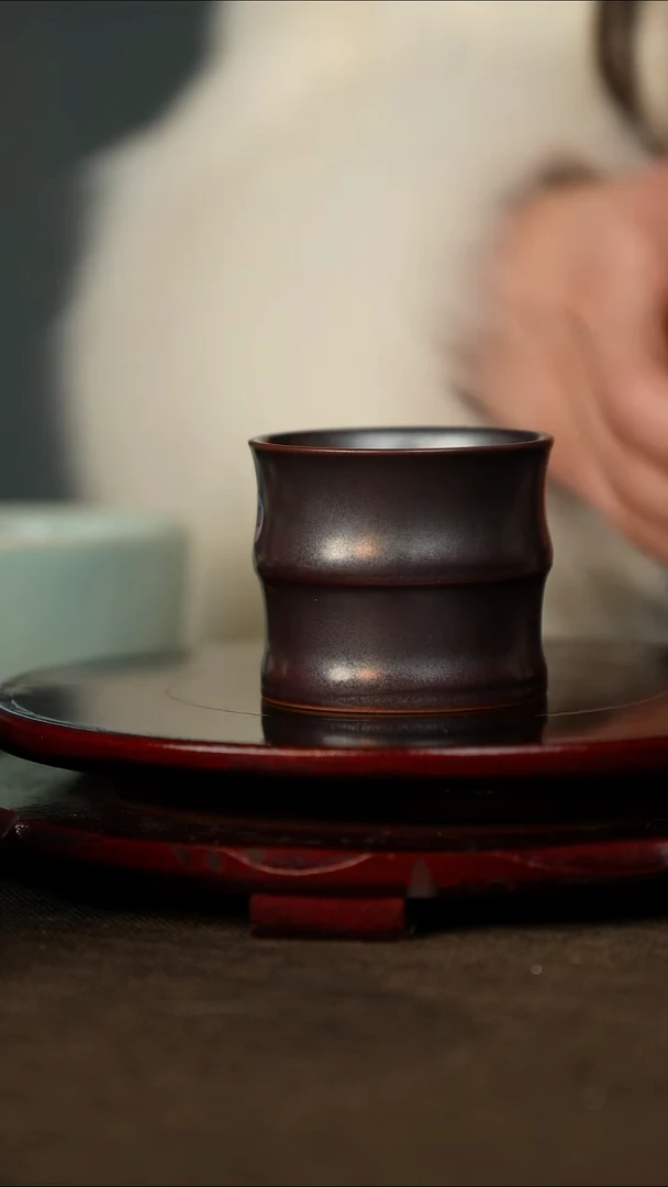 全品 紫金 竹节杯 带底款