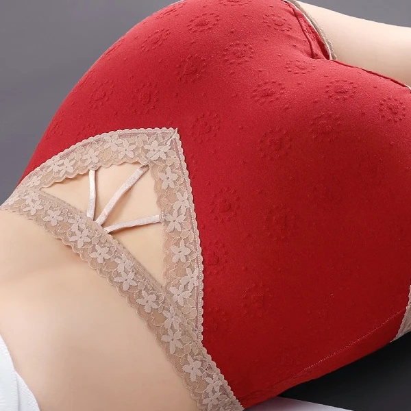 蜜桃臀内裤棉档2024新款女士中高腰提臀大码胖MM红色舒适透气短裤