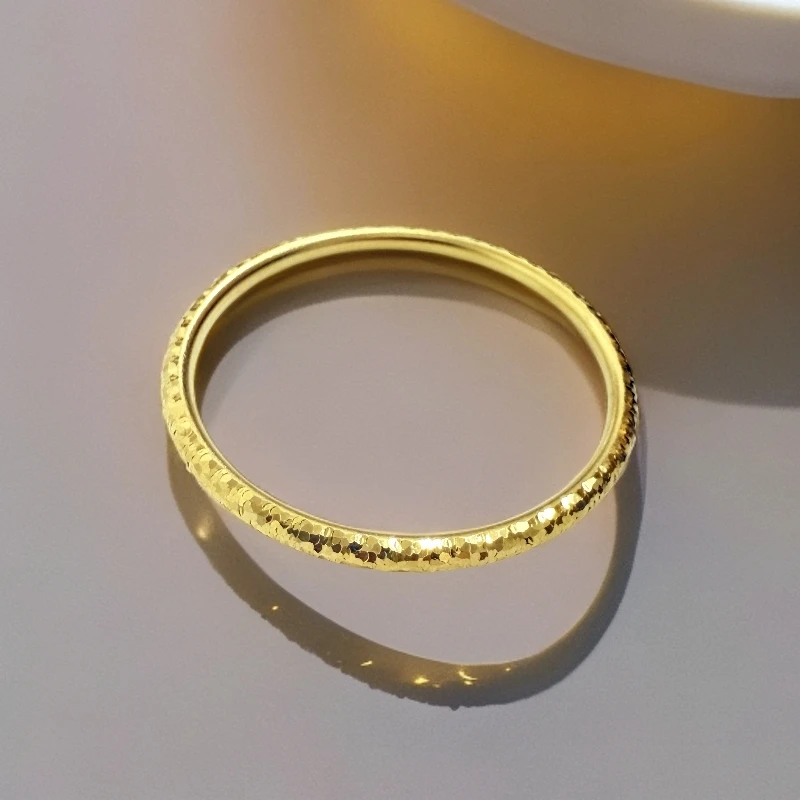 黄手镯碎花纹素圈手镯b066