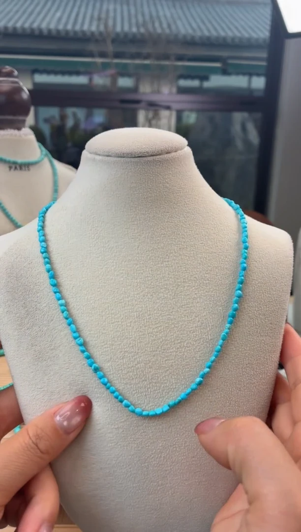 银S925镀金镶嵌绿松石项链1