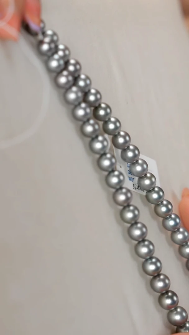 14K金镶嵌颈饰海水珍珠铂金灰8.4-11.1mm/SS-232478
