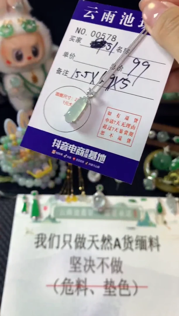 翡翠银S925镶嵌颈饰静*翡翠