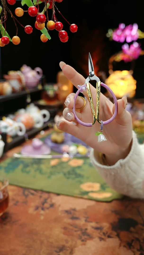 【闪购商品】紫色手工茶袋小剪刀