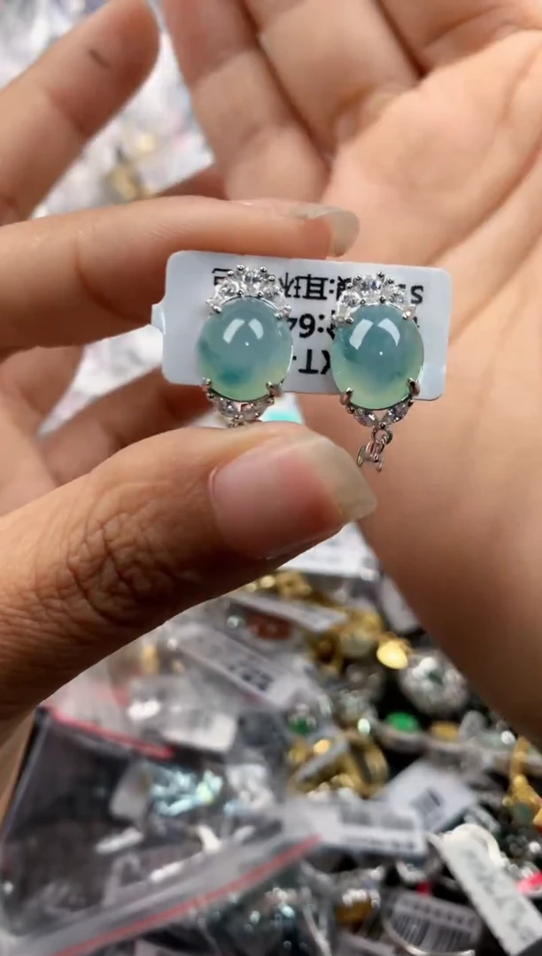 银S925镶嵌戒指翡翠555      3