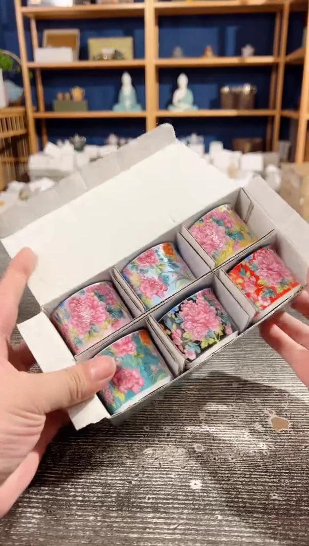 【闪购商品】其他良瓷美品珐琅彩直筒杯6个礼盒装