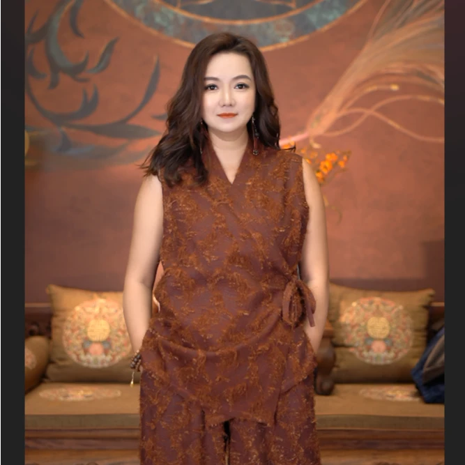 爱上莲心【绛云流苏】红色流苏交领马甲 新中式老钱风复古