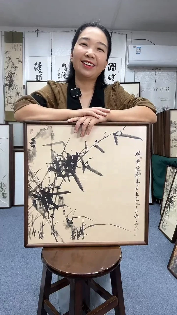 国画52*52实木画框京东包邮手绘