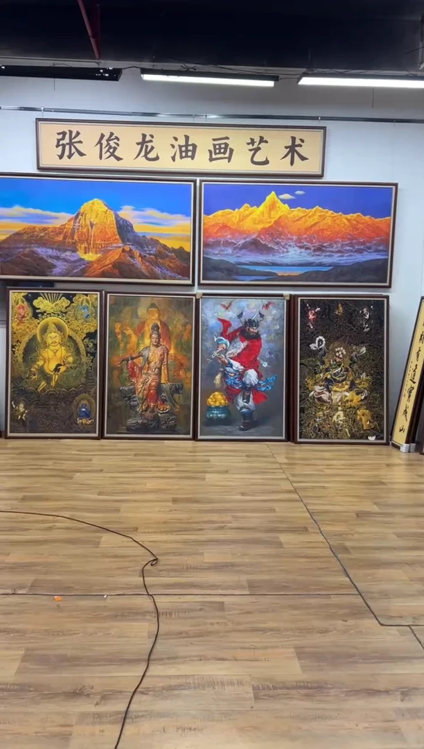 油画雄*生【张俊龙】山水带框90*210纯手绘