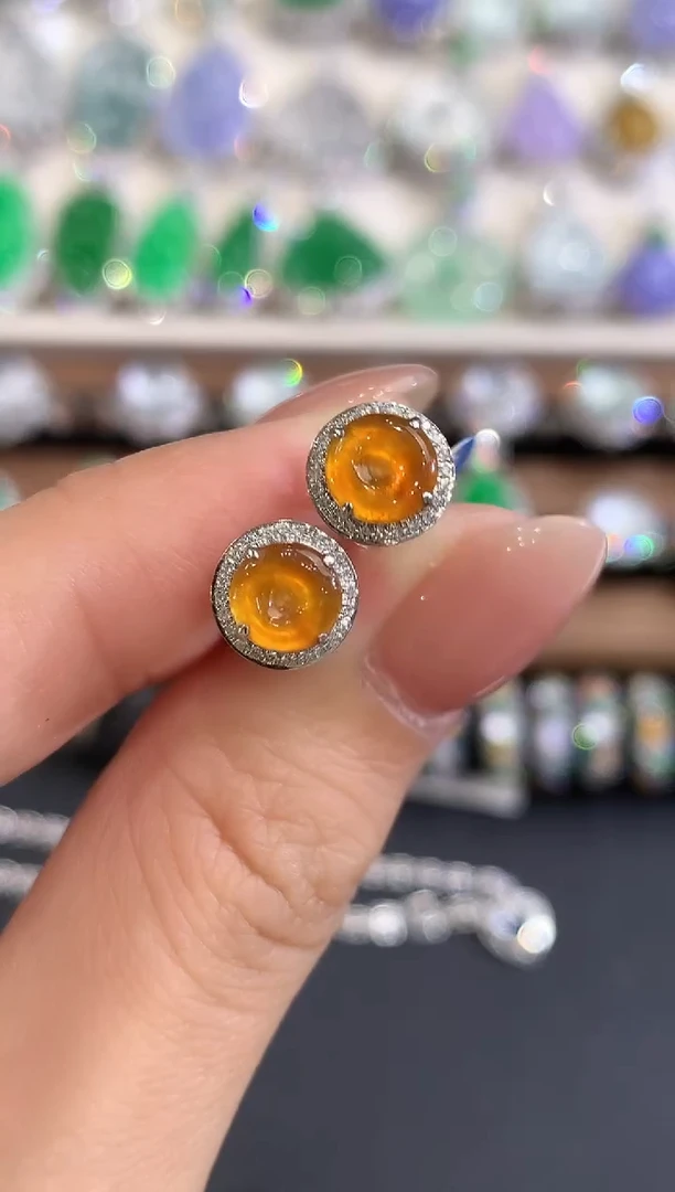 18K金镶嵌翡翠耳饰a60多样性一件发货