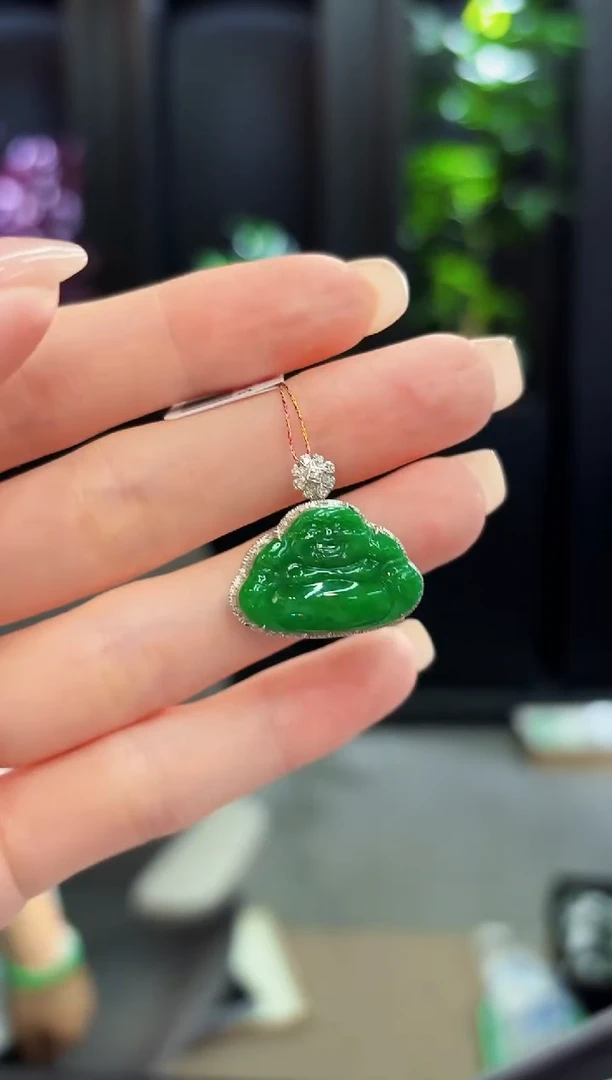 颈饰18K金镶嵌翡翠 缅料A货/支持复检/一件