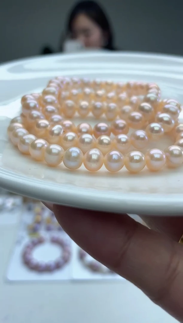 未镶嵌手链淡水珍珠无核7-8中国红全珠手链(多样性发一）