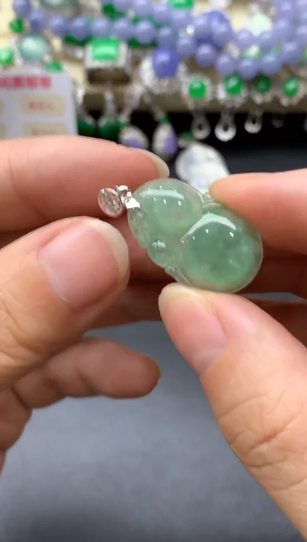 颈饰18K金镶嵌翡翠298-中国好珍宝