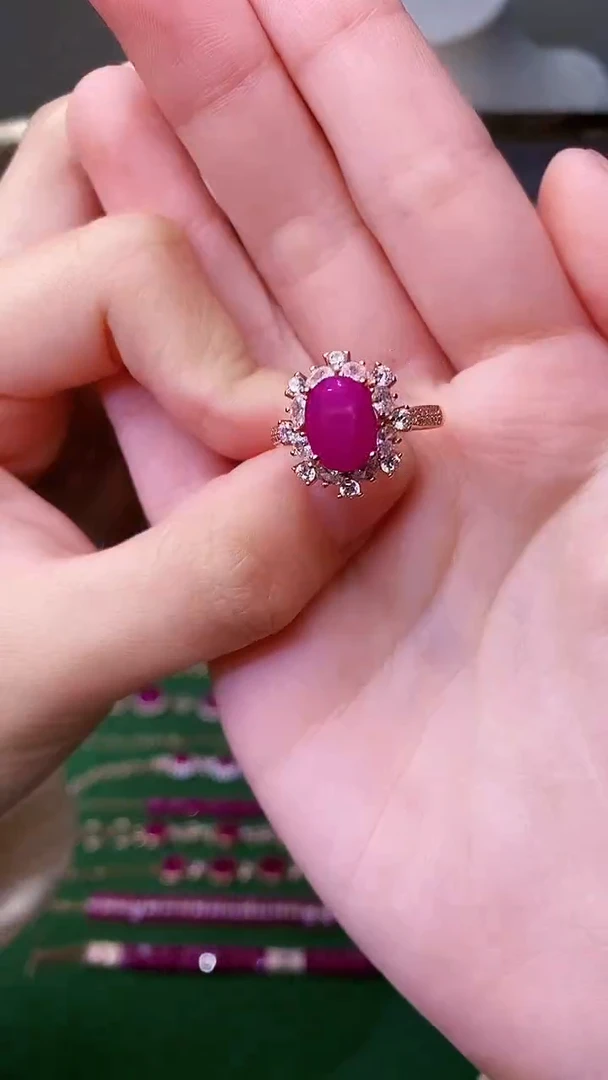 银S925镶嵌戒指红宝石11