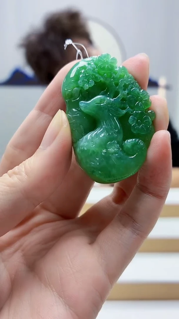 未镶嵌定制翡翠4688zm-毛货挂件138鹿牌