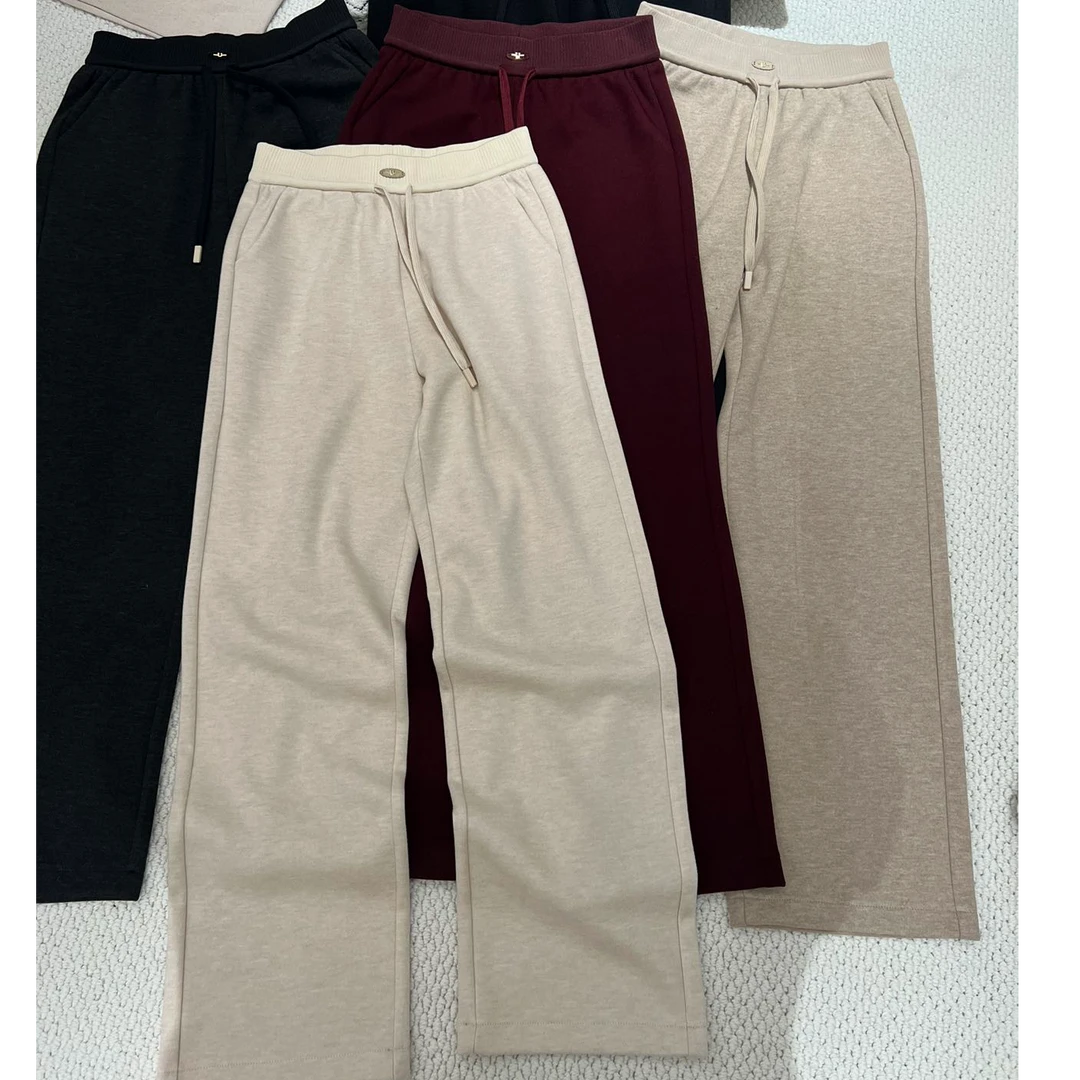 春季新款螺纹腰直筒裤休闲阔腿百搭宽松Y3095