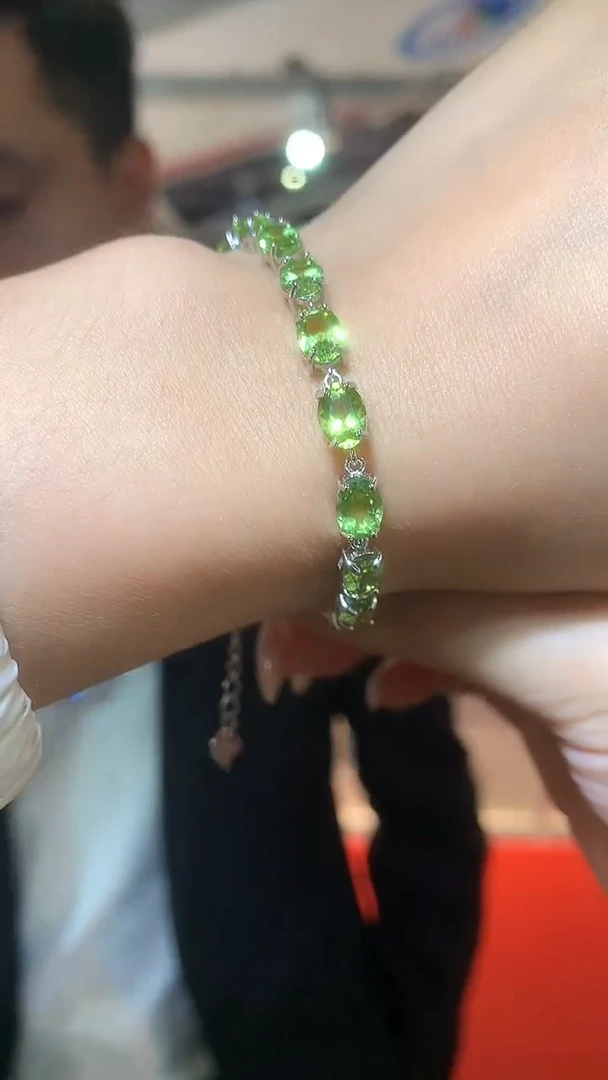 银S925镶嵌手链橄榄石【宝石世家严选】