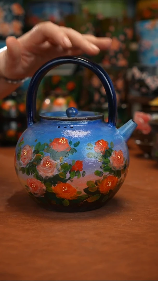 紫泥油画釉下彩手绘