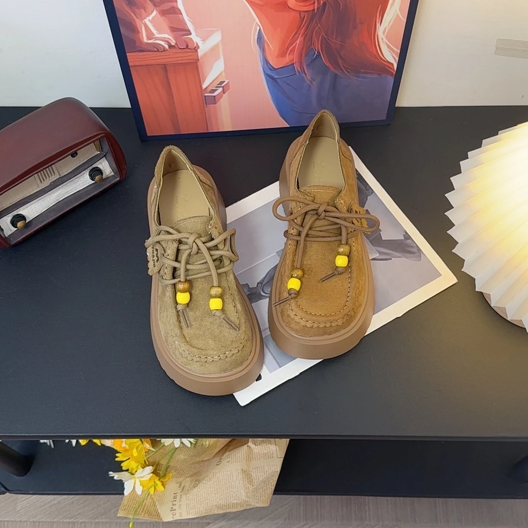 网红厚底系带勃肯鞋女2025年秋季新款百搭轻便单鞋