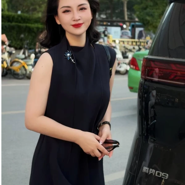 【NNC】空气几何优雅知性女连衣裙(含一条小腰带）C23（签收送胸针）