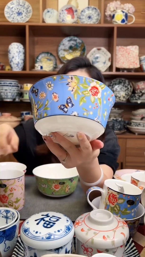 瓷片小屋花园系列温莎 面碗  蓝色