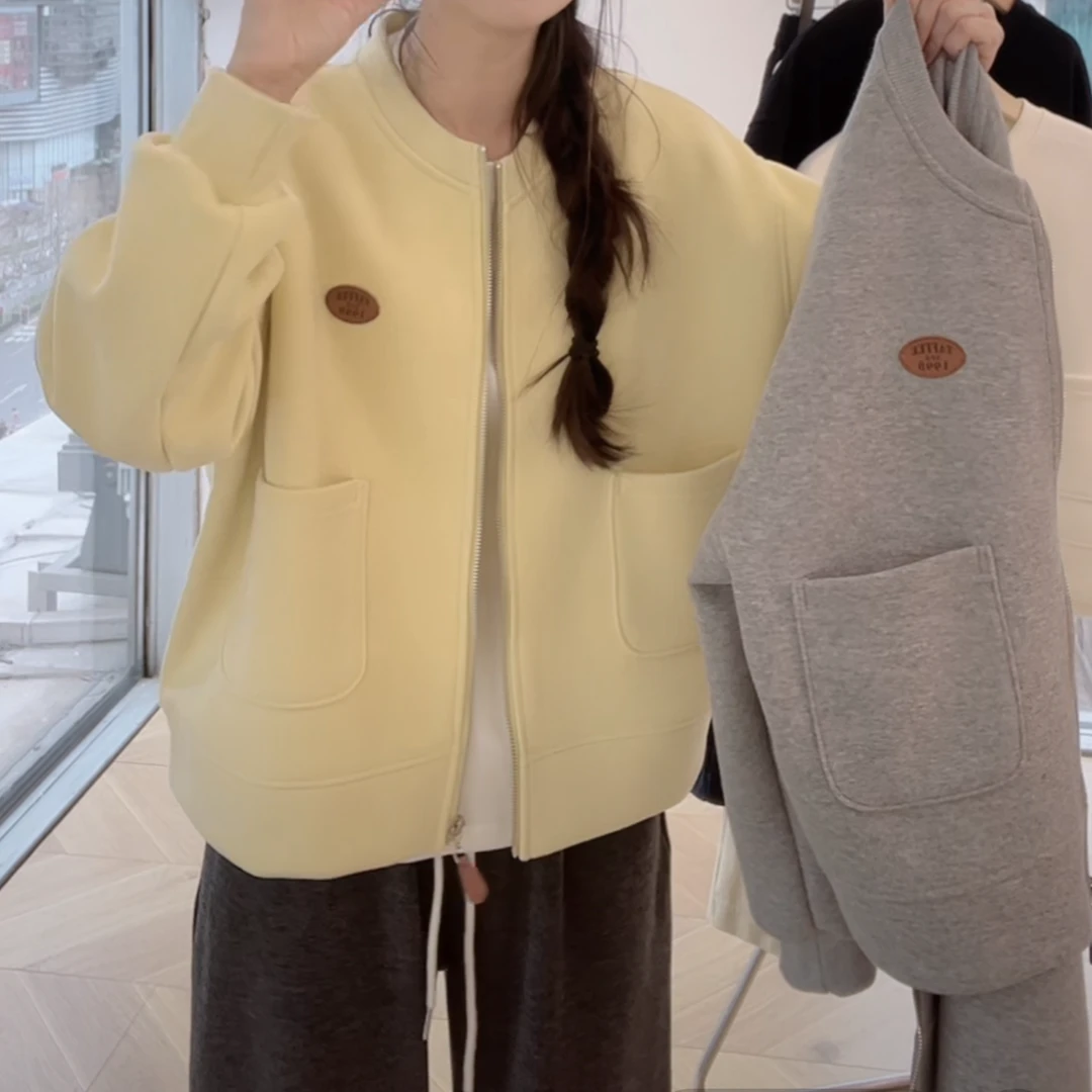 拉链卫衣外套2025新款春季韩版欧若风时尚气质百搭简约休闲小开衫