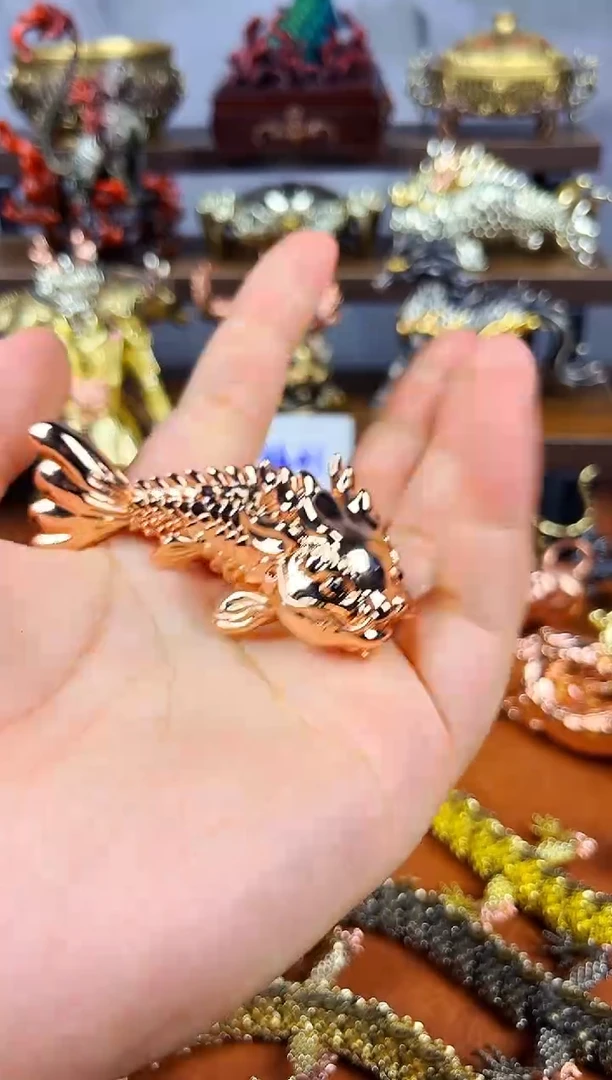 鱼化龙紫铜摆件小号