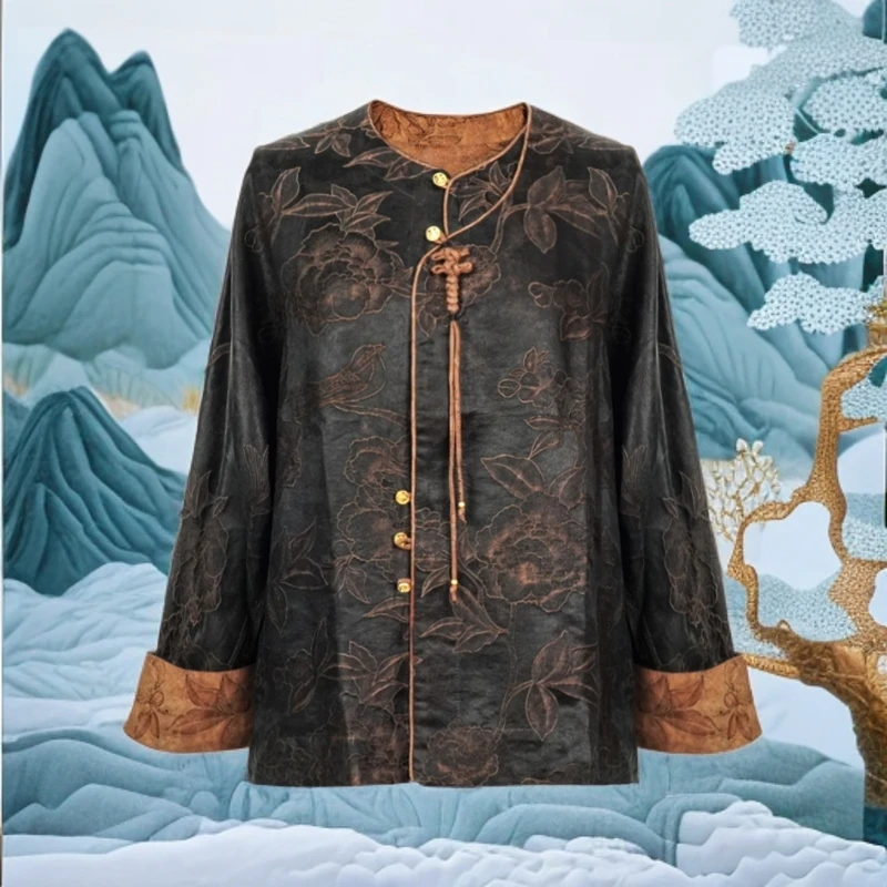 七七2025春夏新款鸟语花香双面穿设计师款外套上衣24ZH915M