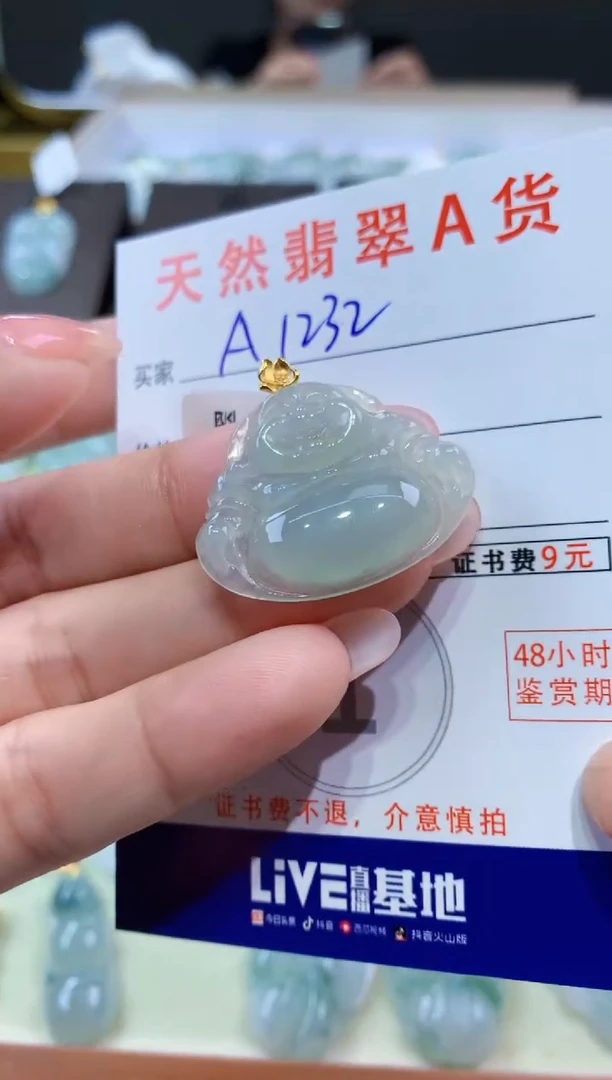 颈饰18K金镶嵌翡翠天然翡翠A货挂件